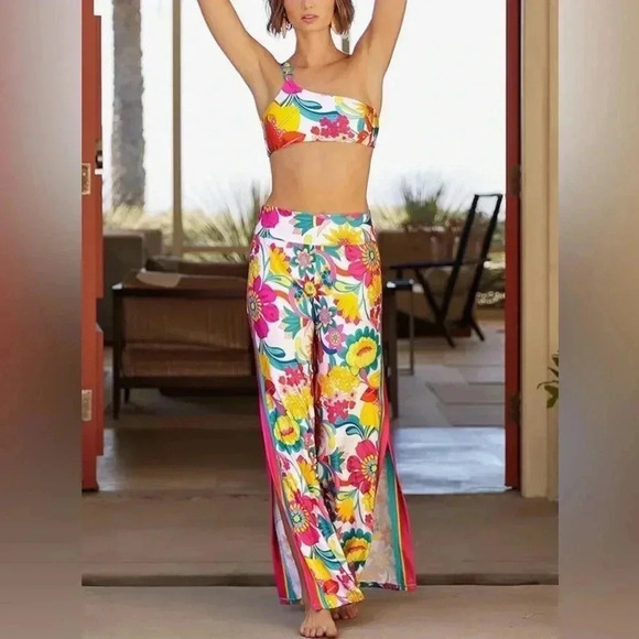 TRINA TURK Women’s Multicolored Palazzo Pants NWT Large - Picture 2 of 6